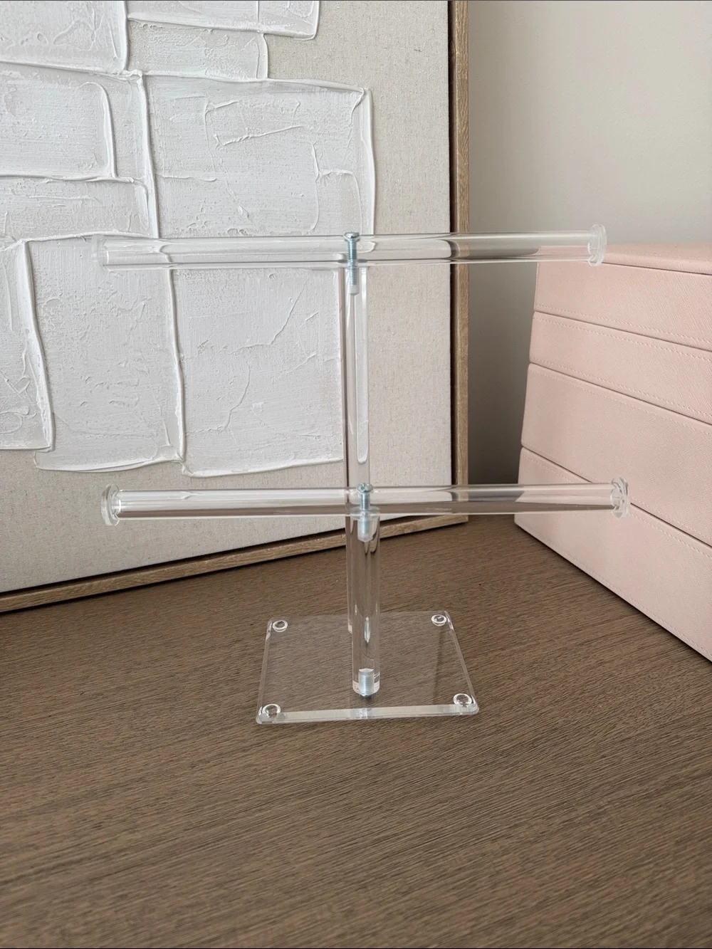 Clear Acrylic Double T-Bar Jewelry Stand